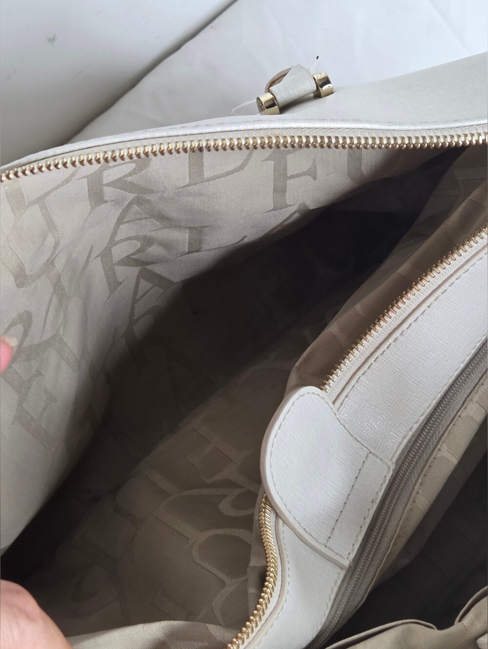 Furla Ivory Top-Handle Tote with Gold Accents - Picture 5 of 14